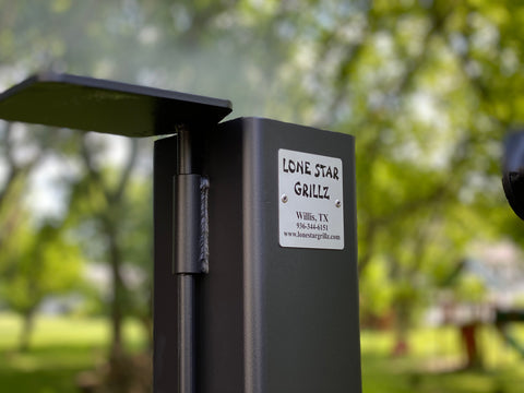 Lone Star Grillz 24x36 offset smoker during its first seasoning fire
